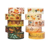 YUBX Washi Tape, Masking Tape Ruban décoratif pour Arts et travaux manuels de Bricolage, Scrapbooking, Bullet, Journal, Planning, Cadeaux, décoration (Autumn 10)