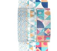 YUBX Washi Tape Set Masking Tape 3 rouleaux Ruban adhesif decoratif pour Scrapbooking Artisanat de Bricolage (Rainbow Geometric)