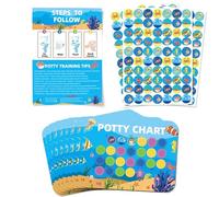 Yucch Lot de 8 tableaux de récompense au design marin avec 210 autocollants et instructions (français non garanti) - Aide à la motivation pour un entraînement ludique aux toilettes (océan)