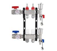 YUCHENGTECH Collecteur Plancher Chauffage en Acier Inoxydable pour 2 Circuits avec Eurocône 3/4"(16x2mm) Distributeur Circuit Chauffage avec Débitmètres, Purgeur d'air Automatique et Vannes à Bille 1"