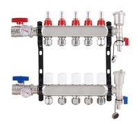 YUCHENGTECH Collecteur Plancher Chauffage en Acier Inoxydable pour 5 Circuits avec Eurocône 3/4"(16x2mm) Distributeur Circuit Chauffage avec Débitmètres, Purgeur d'air Automatique et Vannes à Bille 1"