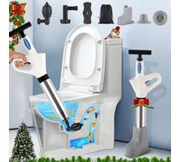 YUCHENGTECH Déboucheur WC Puissant Deboucheur Toilette Haute Pression Pompe Deboucheur Canalisation avec un Support et 4 Têtes Remplaçables pour Déboucher les Toilettes/Lavabo/Baignoire/Drain de Sol