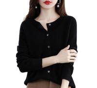 YuchiFa Cardigan en Cachemire pour Femme, Cardigan à Manches Longues avec Boutons sur Le Devant, Pull élastique en Tricot Doux et Chaud, Pull en Cachemire (Noir,M)