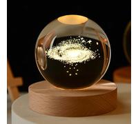 YuchiFa Sphère Happyhaves, Sphère lumineuse Happyhaves, Sphères stellaires apaisantes Happyhaves La galaxie, Saturne et la Lune, Veilleuse boule de cristal du système solaire 3D (6cm/2.4in,#7)