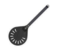 YUCHUANGYE Pelle à pizza perforée de 17,8 cm, 20,3 cm, 25,4 cm, pelle à pizza en aluminium, outil de pizza court, manche en bois antidérapant (20,3 cm, 78 cm-02)