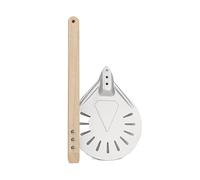 YUCHUANGYE Petite pelle à pizza ronde et courte avec poignée en bois antidérapante - Pelle à pizza perforée de 22,9 cm - Pelle à pizza en aluminium (80 cm)