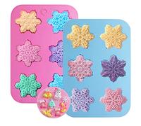 YuCool Lot de 2 Coque en silicone Flocon de neige Moules et 1 Cavités de Noël en Silicone Moule à Bonbons,cire fondue en forme de bonhomme de neige, chaussettes, sapins de Noël