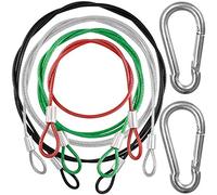 YuCool Lot de 4 Sangles de Sécurité en Acier Inoxydable - Revêtement coloré - pour les Caméras GoPro Hero et Autres - Diamètre de 0,2 cm - Rouge, Vert, Argent, Noir