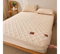 YUDEYU Couche matelassée Draps Housses Tissu en Coton Brut Couverture de Couvre-lit protège-Matelas Contient des Fibres végétales à Base de Plantes Bon pour Dormir(Light Coffee,120x200 cm+30cm)