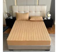 YUDEYU Couche matelassée Draps Housses Tissu en Coton Brut Couverture de Couvre-lit protège-Matelas Contient des Fibres végétales à Base de Plantes Bon pour Dormir(Light Coffee,48x74 cm x 2pcs)
