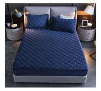 YUDEYU Couche matelassée Draps Housses Tissu Polaire Cristal Doux Drap lit Double Simple Protège-Matelas Hauts de Forme Fitted Sheets (Couleur : Blue, Taille : 90x200cm+26cm)