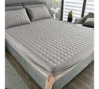 YUDEYU Drap-Housse Gris Coton lavé en Tissu Couvre-lit Protège-Matelas Hauts de Forme(80x170 cm/High 5-15cm)