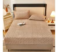 YUDEYU Drap-Housse Tissu en Nylon Vedette Crypté pour Garder au Chaud, Couvre-lit Simple Double protège-Matelas antidérapant Couvre-Matelas ajusté (Couleur : Kaki, Taille : 180x200cm+25cm)