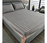 YUDEYU Draps Housses Couche matelassée Couvre-lit protège-Matelas antidérapant Lavable et résistant Hauts de Forme Fitted Sheet (Couleur : Grey, Taille : 140x200 cm/High 10-25cm)