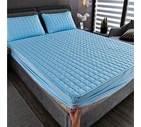 YUDEYU Draps Housses Couche matelassée Couvre-lit protège-Matelas antidérapant Lavable et résistant Hauts de Forme Fitted Sheet (Couleur : Blue, Taille : 200x220 cm/High 10-25cm)