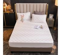 YUDEYU Draps-Housses matelassés Tissu Velours Cristal Doux protège-Matelas Lit Double Simple Superpositions de surmatelas(White,200x220cm/High 10-30cm)