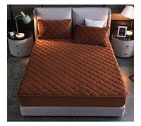 YUDEYU Draps-Housses matelassés Tissu Velours Cristal Doux protège-Matelas Lit Double Simple Superpositions de surmatelas(Brown,48x74cm/Pillowcase x 2)