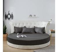 YUDEYU Lit Rond Draps Housses Fitted Sheets Anti-Sale Protège-Matelas Une Seule Couche Mou, Tendre Tissu Tout Coton Couvre-lit(Gris foncé,Taie d'oreiller x 2)