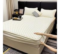 YUDEYU Matelassé draps-Housses Tissu brossé Simple Double Couvre-Lits Pas de décoloration, Pas de Boule protège-Matelas (Couleur : White, Taille : 160x200cm+26cm)