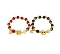 Yudisho Lot de 2 bracelets élastiques à breloques dragon chinois Feng Shui, bracelet noir et rouge, pour homme et femme