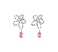 Yudisho Paire de boucles d'oreilles florales pour cartilage d'oreille non percé avec zircones roses