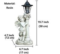 YUDIZWS 2 PCS Statue d'ange avec des lumières solaires, Statue de Jardin Solaire extérieure avec Pilier rom pour Jardin pelouse decrate, Cadeau de Religion chrétien,2pcs