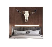 YUDIZWS Animaux Têtes Mur Décor Artisanat Œuvre d'art Bison Artificiel Crâne Artificiel Longhorn Vache Crâne Mur Sculpture Maison Vintage Vieilli Résine,B