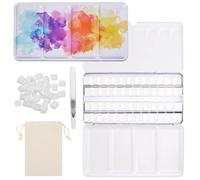 Yudobliss Boîte D'aquarelle avec Couvercle, Palette de Peinture Vide avec 52 Demi-casseroles, Grande Boîte en Métal Coloré pour Hobbyistes en Herbe