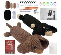 Yudobliss Kit Tricot Complet D'Animaux, Kit de Teckels Crochet pour Débutants, Teckels Crochet Debutant Complet avec Tutoriels Vidéo, Notice en Étapes, pour Cadeau de Fête (Teckels)