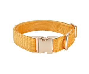 YUDOTE Collier pour chien ultra-doux en coton velours côtelé naturel fabriqué pour les grands chiens à peau sensible, orange