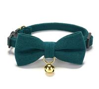 YUDOTE Collier ultra doux en velours côtelé naturel fabriqué pour chats à peau sensible, collier léger avec boucle à dégagement rapide et nœud papillon amovible, vert