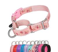 YUDOTE Colliers Martingale pour Chiens Anti-échappée Anti-traction avec Boucle de Déverrouillage Rapide de Sécurité pour Chiens à Tête Fine - Facilite la Marche, Moyen, Floral-Rose