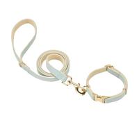 YUDOTE Ensemble collier et laisse en tweed pour chien, boucle en métal, collier et laisse réglables en coton durable pour mariage - Tour de cou de 25 à 38 cm - Laisse 1,5 x 150 cm - Bleu