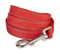 YUDOTE Laisse réfléchissante pour chien en nylon résistant, poignée rembourrée en néoprène doux avec boucle confortable pour promenade quotidienne pour races de taille moyenne, 120 cm de long, rouge
