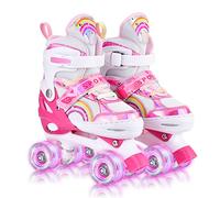 YUDOXN Roller Quad Enfant Filles et Garçons - 8 Roues Lumineuses, Taille Réglable (31-42) - (TP-Pink, S)