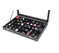 YUDU Boîte à bijoux présentoir accessoires 45 compartiments couvercle en verre noir