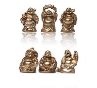 Yudu® Lot de 6 figurines différentes Bouddha heureux Porte-bonheur
