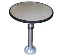 YUE JJXN Table de Bateau Plateau Rond en Bois Massif de 45cm, Hauteur Réglable 51-81cm pour Camping-Car, Caravane, Bateau et Yacht(Black)
