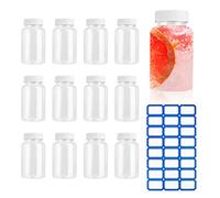 YUE QIN 12 Pièces Bouteilles de Jus avec Lidsjugs Reutilisable Bouteille Jus de Fruit avec Autocollant en Plastique Transparent pour Fruits Smoothies Lait et Boissons (100ML)