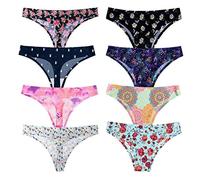 Yue668 Dames Slips Une Pièce String Culotte Féminine sans Couture Respirant Imprimé String, 8pc String Une Pièce sans Couture pour Dames, Culotte D'entrejambe en Coton Sexy De Remise en Forme