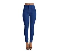 Yue668 Pantalon en Denim Stretch pour Femme, Bleu, Taille Haute, Skinny, Taille Haute Ajusté Et Ajusté