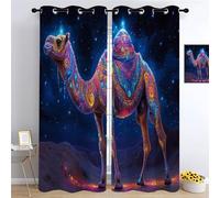 YUEAHOL Animal du désert Peint Rideau Occultants, Ciel étoilé Thermique Isolant Rideaux à Oeillets Décoration Chambre et Salon Curtains, Bloquer Lumiere Rideau Fenetre, 300 x 280 cm, 2 Pièces