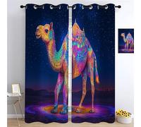 YUEAHOL Animal du désert Peint Rideau Occultants, Ciel étoilé Thermique Isolant Rideaux à Oeillets Décoration Chambre et Salon Curtains, Bloquer Lumiere Rideau Fenetre, 180 x 214 cm, 2 Pièces