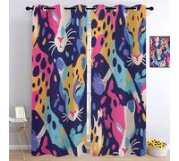 YUEAHOL Léopard coloré Rideau Occultant Graffiti Abstrait Rideaux Chambre Salon Moderne 3D Isolant Thermique Anti Froid Bruit Window Curtain 2 Pièces 180 x 214 cm