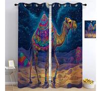 YUEAHOL Lot de 2 Rideau Thermiques Occultant, 3D Imprime Animal du désert Peint Ciel étoilé Polyester Rideaux Veranda Con Oeillets Isolant Thermique Rideaux Chambre 150 x 160 cm