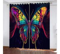 YUEAHOL Lot de 2 Rideau Thermiques Occultant, 3D Imprime Papillon Lumineux Art Abstrait Polyester Rideaux Veranda Con Oeillets Isolant Thermique Rideaux Chambre 170 x 200 cm