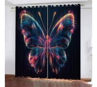YUEAHOL Rideau Occultant Thermiques 3D Papillon Lumineux Art Abstrait Motif Rideau Chambre Enfant Moderne Rideaux à Oeillets Décoration de Fenêtre pour Salon Cuisine Bébé 170 x 200 cm