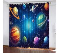 YUEAHOL Rideau Occultant Thermiques 3D Planète étoilée l'espace Extra-atmosphérique Motif Rideau Chambre Enfant Moderne Rideaux à Oeillets Décoration de Fenêtre pour Salon Cuisine Bébé 170 x 200 cm