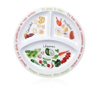 Yuecda Assiette de contrôle des portions pour une alimentation équilibrée - Compartiments en mélamine - Perte de poids - Assiette diabétique