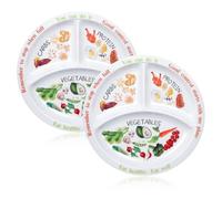 Yuecda Lot de 2 assiettes de contrôle des portions pour une alimentation équilibrée - Assiette de nutrition saine pour adultes et adolescents - Séparateurs en mélamine, parfaits pour une alimentation